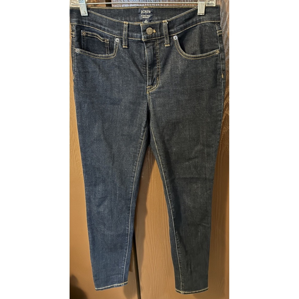 J.Crew 8 Inch Mid-Rise Skinny Jeans 27 Dark Wash Stretch Denim